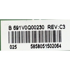 KIT DE TARJETAS PARA TV TOSHIBA / MAIN 691V0Q00230 / 631V0Q00230 / VTV-L55736 / T-CON E3CCBB5000110T / E3CCBB500011 / CV500U2-T01-CB-1 / FUENTE 1T920000800 / FSP146-2FS01 / 02-1T920000800-DSPIL / PANEL K500WDCRA / MODELO 50LF621U21